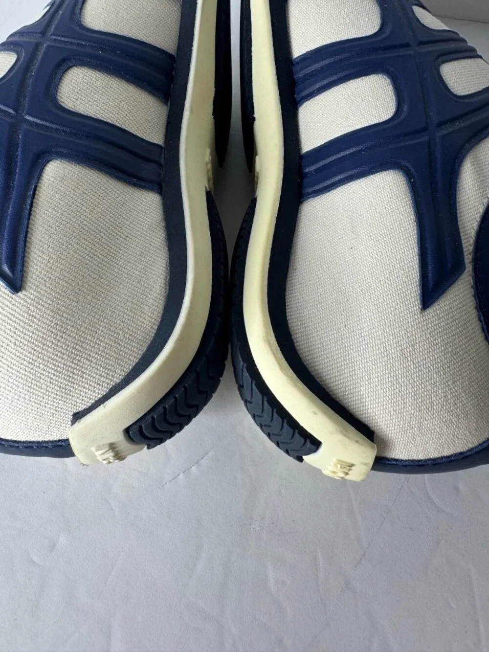 HOGAN Slip on Side Web Pull On Canvas Leather Blue White Sneakers EU 37 US 7 NIB